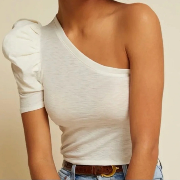 Nation LTD Tops - Nation LTD Paulina One Shoulder Tee Off White XS